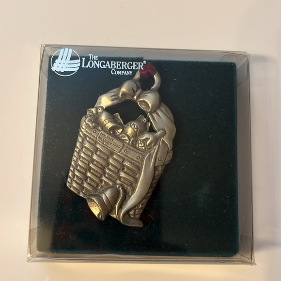 5 Vintage Longaberger Pewter Ornaments from the 80’s in original boxes NOS - Picture 5 of 8